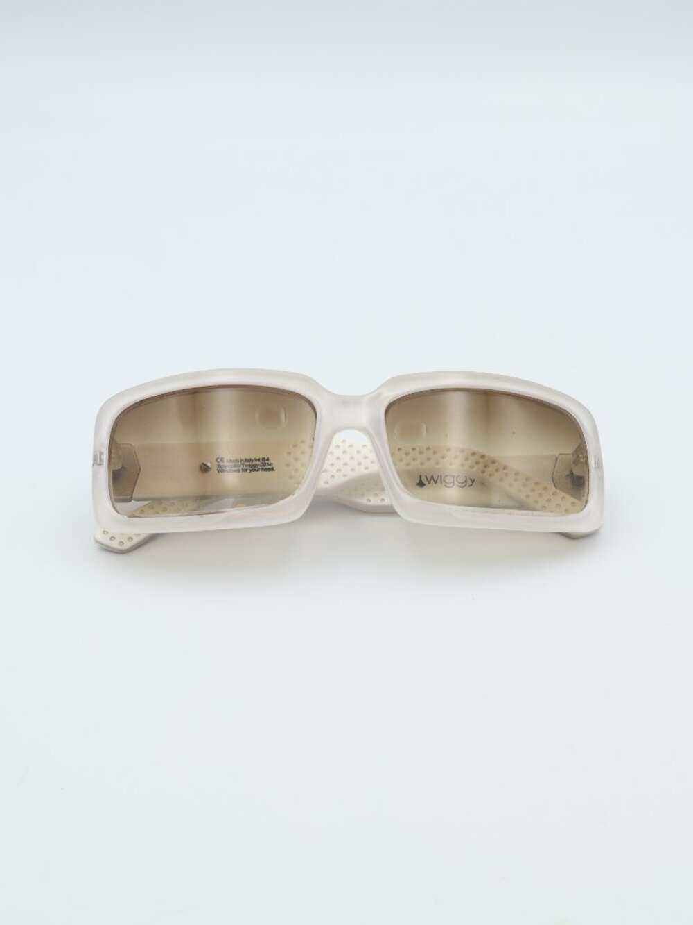 SPY Optic Twiggy .021C White Rectangular Sunglasses Made in Italy Y2K - Picture 1 of 9